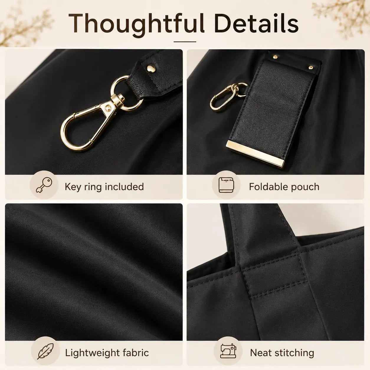 🔥LAST DAY SALE 49% OFF-👜✨Foldable Shopping Bag Keychain Eco-Friendly Reusable Tote Bag
