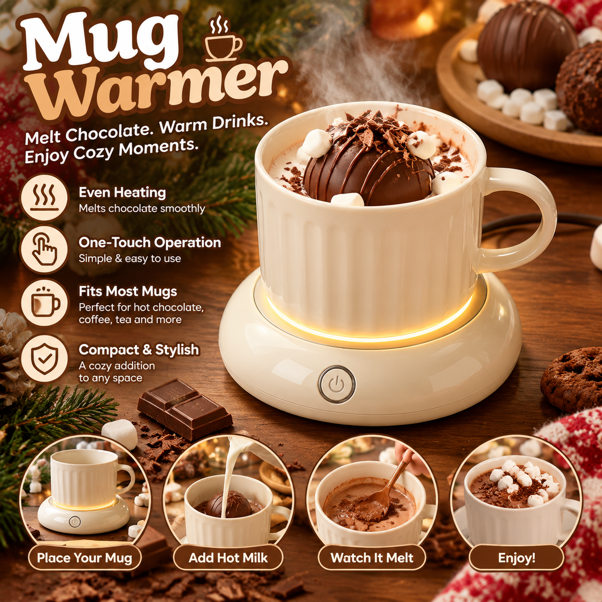 🍫 Chocolate Mug Warmer Electric Hot Chocolate & Coffee Beverage Heater ☕