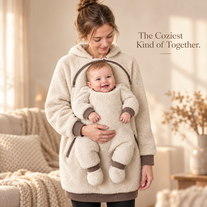 🤎 Cozy Sherpa Babywearing Hoodie – Ultra-Soft Fleece Pullover for Mom & Baby