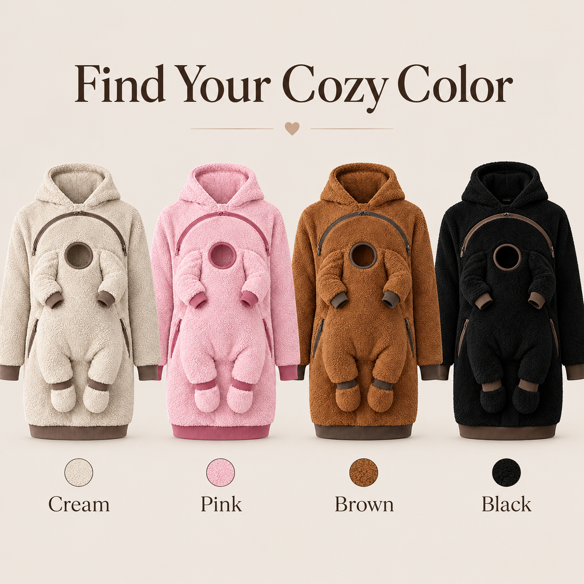 🤎 Cozy Sherpa Babywearing Hoodie – Ultra-Soft Fleece Pullover for Mom & Baby