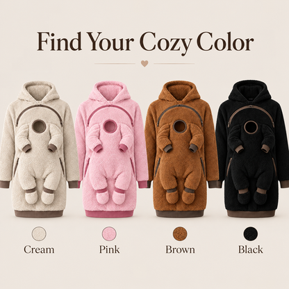 🤎 Cozy Sherpa Babywearing Hoodie – Ultra-Soft Fleece Pullover for Mom & Baby