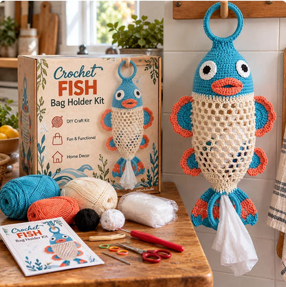🐱 🌿 Crochet Animal Bag Holder Diy Kit – Cute & Functional Hanging Storage Craft Kit🧶  🐾