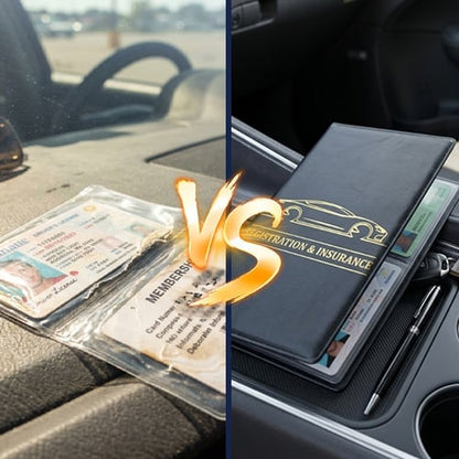 🚗 PU Leather Car Document Organizer – Keep Registration & Insurance Cards Neat ✨