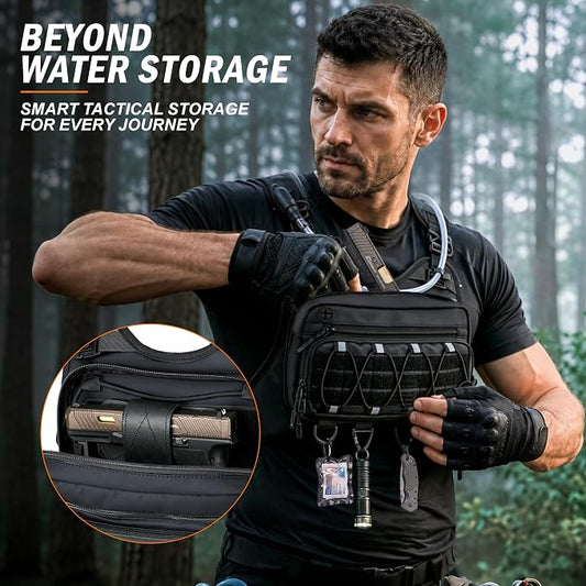 💧 Men’s 2L Tactical Hydration Running Vest – Lightweight Adjustable Chest Pack