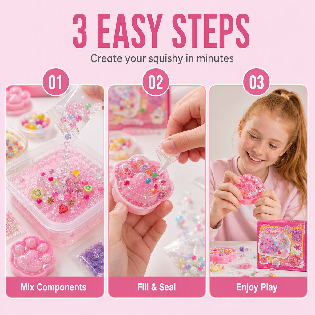 🍧 DIY Creative Crystal Squishy Kit – Sensory Stress Relief Toy 🧋