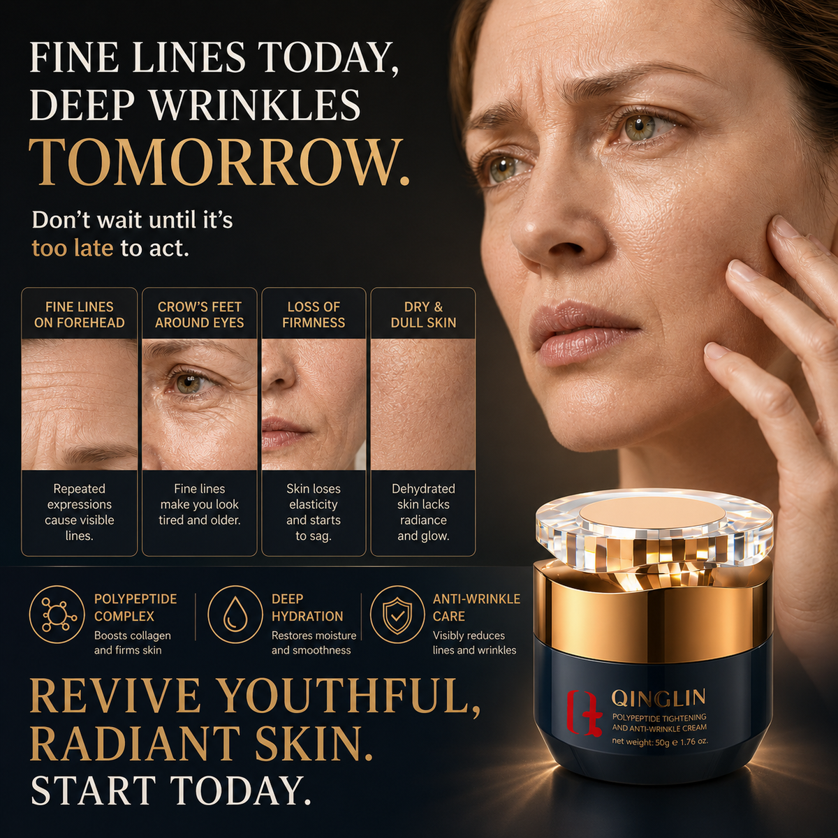 ✨ Polypeptide Face Cream 50g – Hydrating Anti-Wrinkle & Firming Skincare