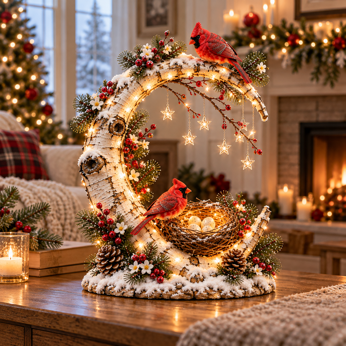 🐦⛪✨ Cardinal Chapel Lantern Tree™ – Lighted Winter Church Christmas Decor