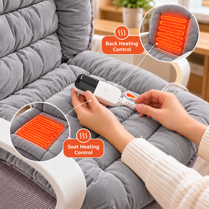 🔥 Heated Office Chair Cushion – Plush Seat & Back Warmer with Remote Control