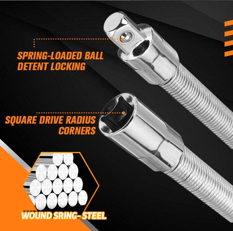 🔧 Flexible Spring Steel Socket Extension Bar for Ratchet Wrench ⚙️