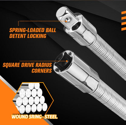 🔧 Flexible Spring Steel Socket Extension Bar for Ratchet Wrench ⚙️