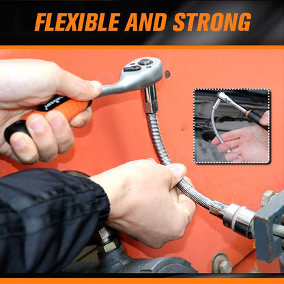 🔧 Flexible Spring Steel Socket Extension Bar for Ratchet Wrench ⚙️
