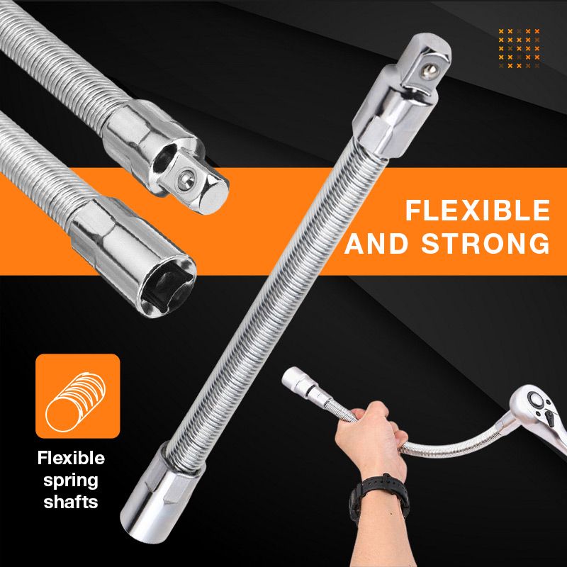 🔧 Flexible Spring Steel Socket Extension Bar for Ratchet Wrench ⚙️