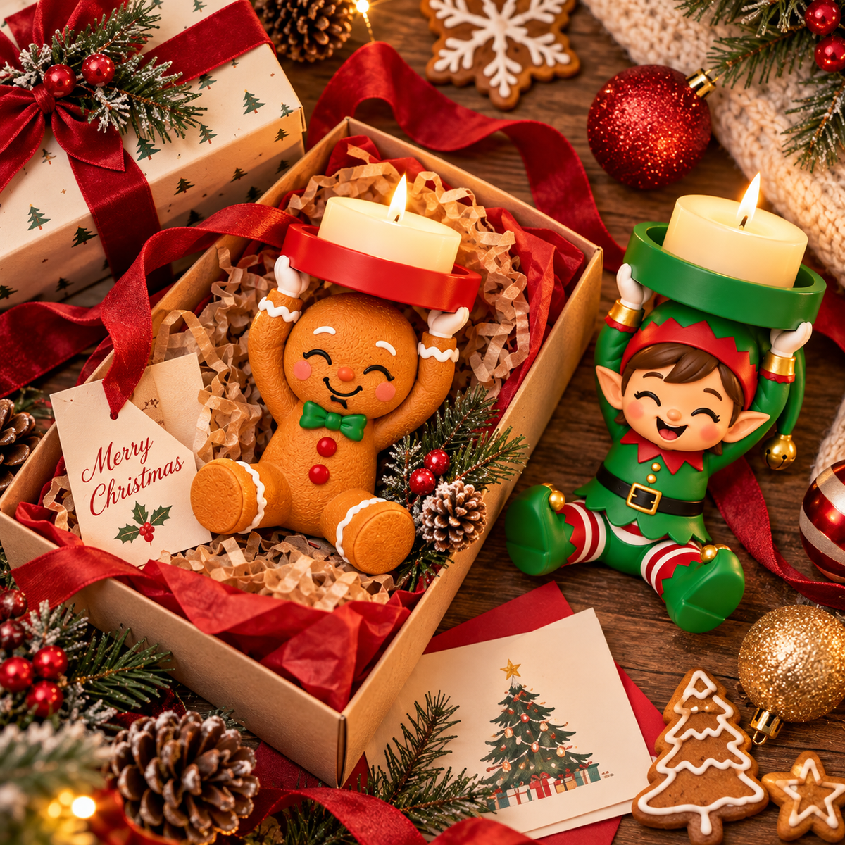 🎄 Christmas Character Candle Holders – Cute Festive Holiday Decor