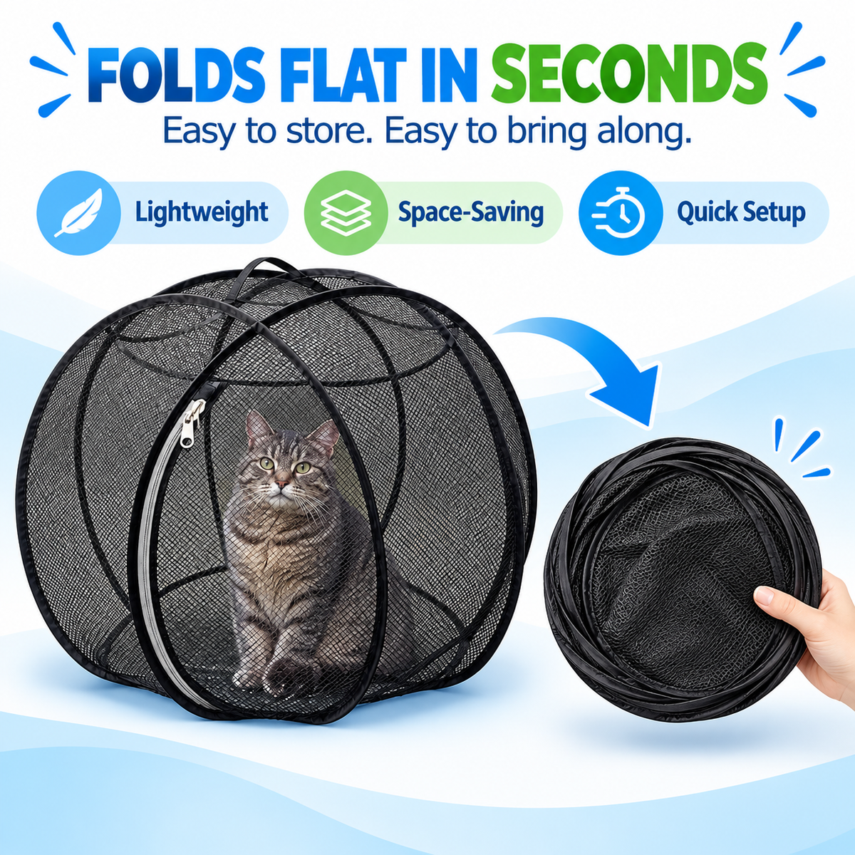 🐱 Pop Up Cat Playpen - Portable Breathable Mesh Outdoor Enclosure Tent 🌿