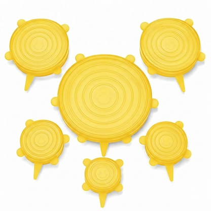 🥗 6-Pack Silicone Stretch Lids – Reusable, BPA-Free & Leak-Proof Covers for Bowls, Pots, Cups & Fruits