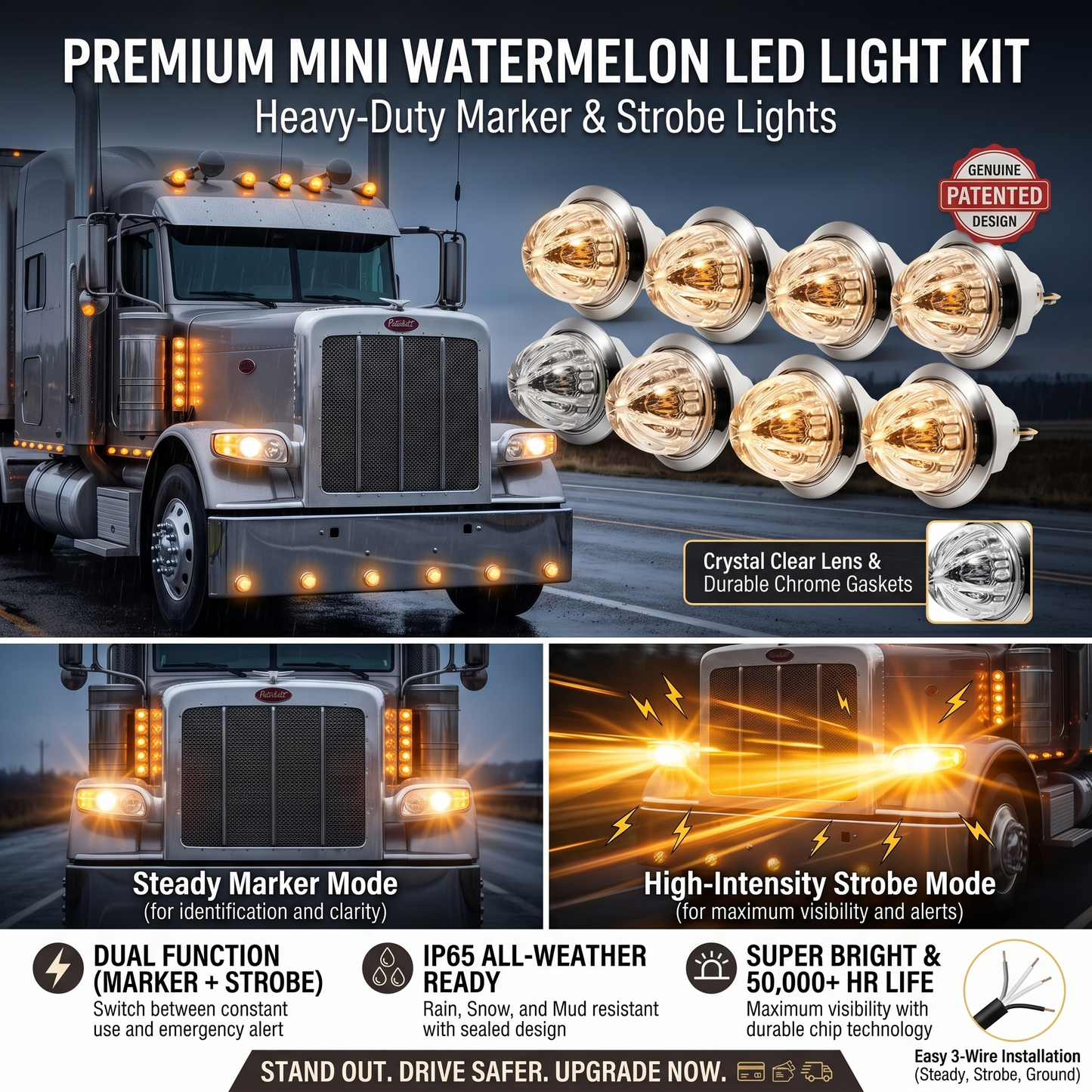 🔥LAST DAY 55% OFF - 3/4 Inch LED Amber Watermelon Side Marker Light