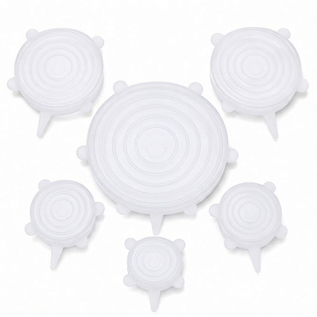 🥗 6-Pack Silicone Stretch Lids – Reusable, BPA-Free & Leak-Proof Covers for Bowls, Pots, Cups & Fruits
