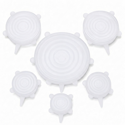 🥗 6-Pack Silicone Stretch Lids – Reusable, BPA-Free & Leak-Proof Covers for Bowls, Pots, Cups & Fruits