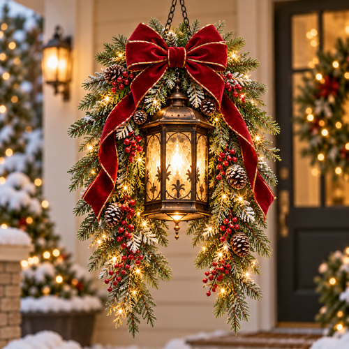 🎄 Limited-Time Christmas Sale | Pre-Lit Hanging Lantern Collection – Glowing Lanterns, Cascading Greenery & 4 Festive Styles for a Magical Holiday Welcome ✨