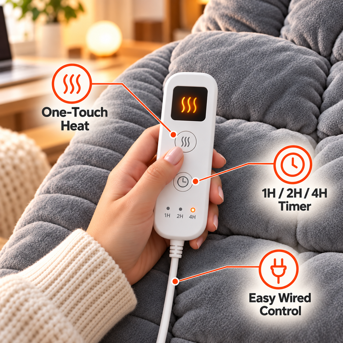 🔥 Heated Office Chair Cushion – Plush Seat & Back Warmer with Remote Control