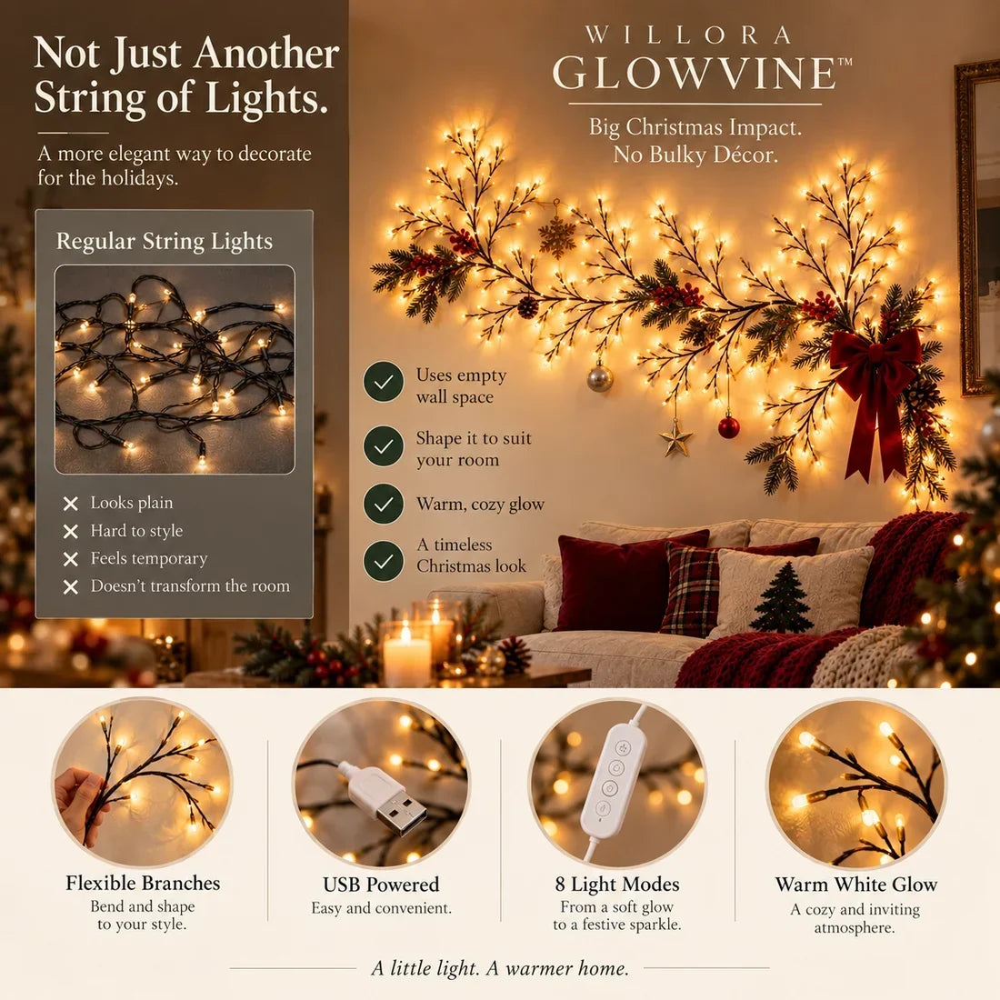 🎄 GlowVine™ Flexible Christmas Wall Lights