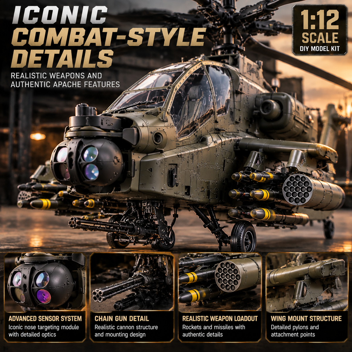 🔥Limited-Time 49% OFF🚁Apache Attack Helicopter Model Kit – Build Your Own Military Aviation Legend