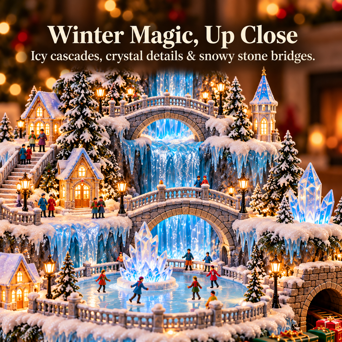 🎄 Lighted 3-Tier Christmas Village Tree – Magical Holiday Tabletop Decor