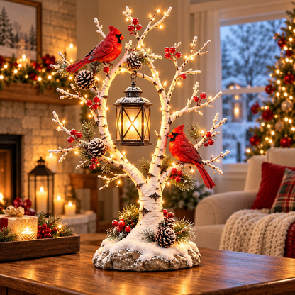 🐦⛪✨ Cardinal Chapel Lantern Tree™ – Lighted Winter Church Christmas Decor