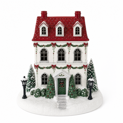 🎄 Christmas Village Aroma Diffuser – Light-Up Ceramic House with Chimney Mist