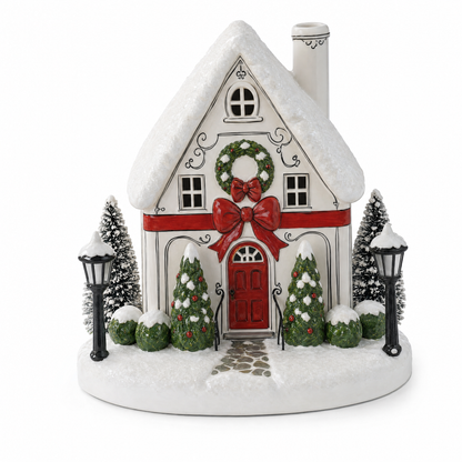 🎄 Christmas Village Aroma Diffuser – Light-Up Ceramic House with Chimney Mist