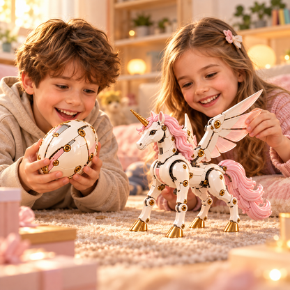 🦄 2-in-1 Mechanical Transforming Unicorn Egg Toy with Articulated Wings & Horn 🥚