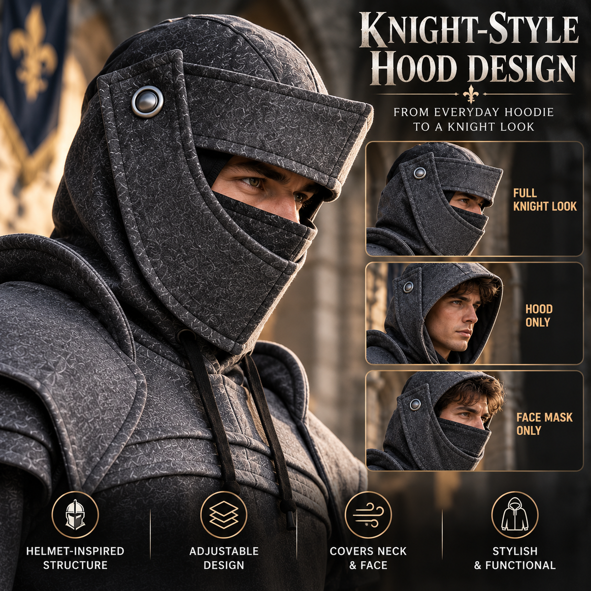⚔️ Armored Knight Hoodie - Medieval Cosplay Streetwear Pullover 🛡️