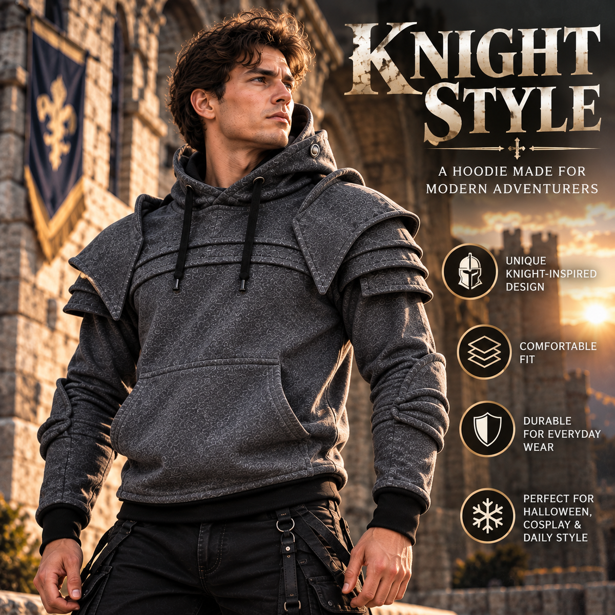 ⚔️ Armored Knight Hoodie - Medieval Cosplay Streetwear Pullover 🛡️