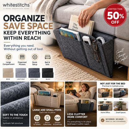 🛏️ Bedside Storage Organizer – Hanging Bed & Sofa Pocket