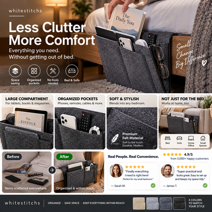 🛏️ Bedside Storage Organizer – Hanging Bed & Sofa Pocket