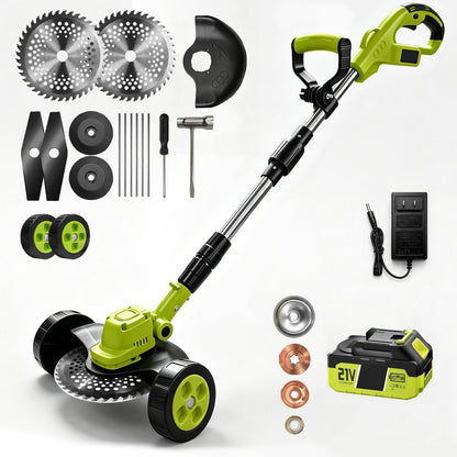 3-in-1 Cordless Lawn Mower with 2×21V Batteries, German Quality Lightweight Grass Trimmer & Edger
