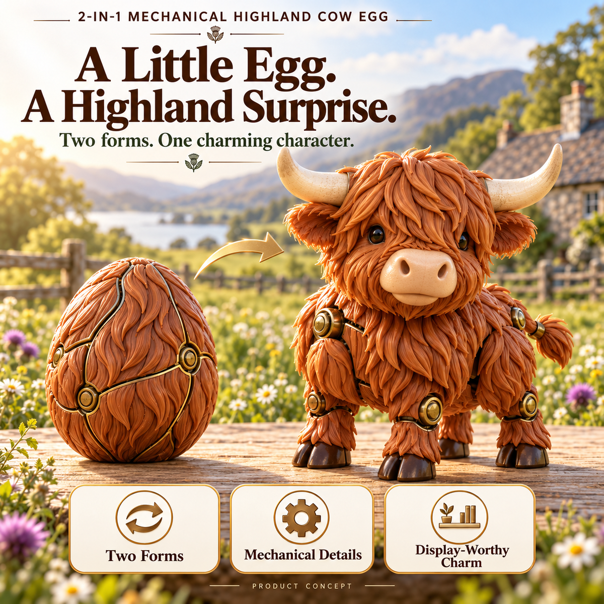 🥚🐮 2-in-1 Transforming Highland Cow Egg – A Little Egg, a Charming Highland Surprise