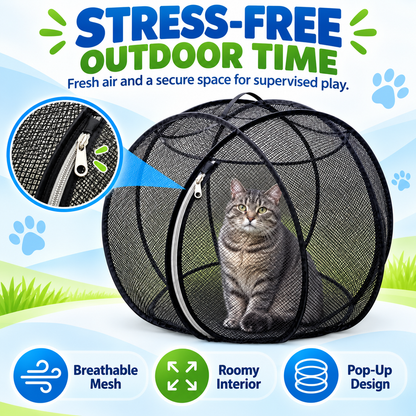 🐱 Pop Up Cat Playpen - Portable Breathable Mesh Outdoor Enclosure Tent 🌿