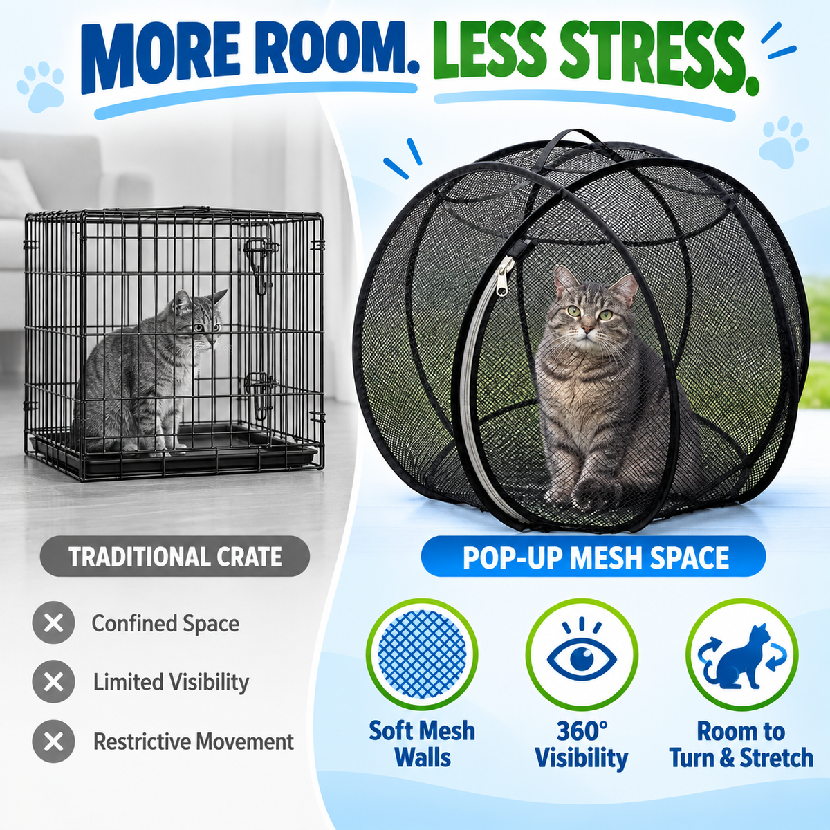 🐱 Pop Up Cat Playpen - Portable Breathable Mesh Outdoor Enclosure Tent 🌿