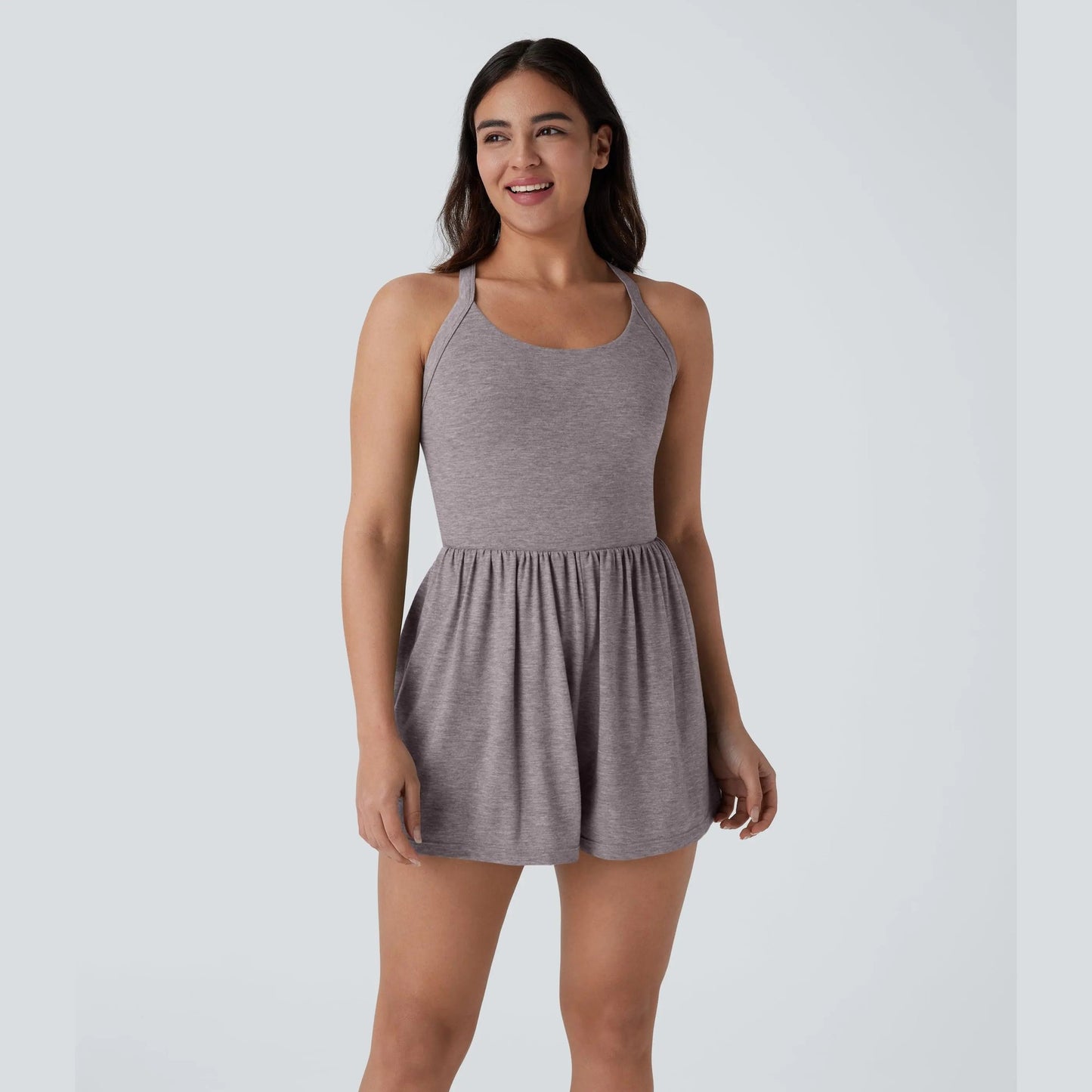 🌿 Breezy Backless 2-in-1 Resort Romper with Pockets