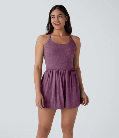 🌿 Breezy Backless 2-in-1 Resort Romper with Pockets