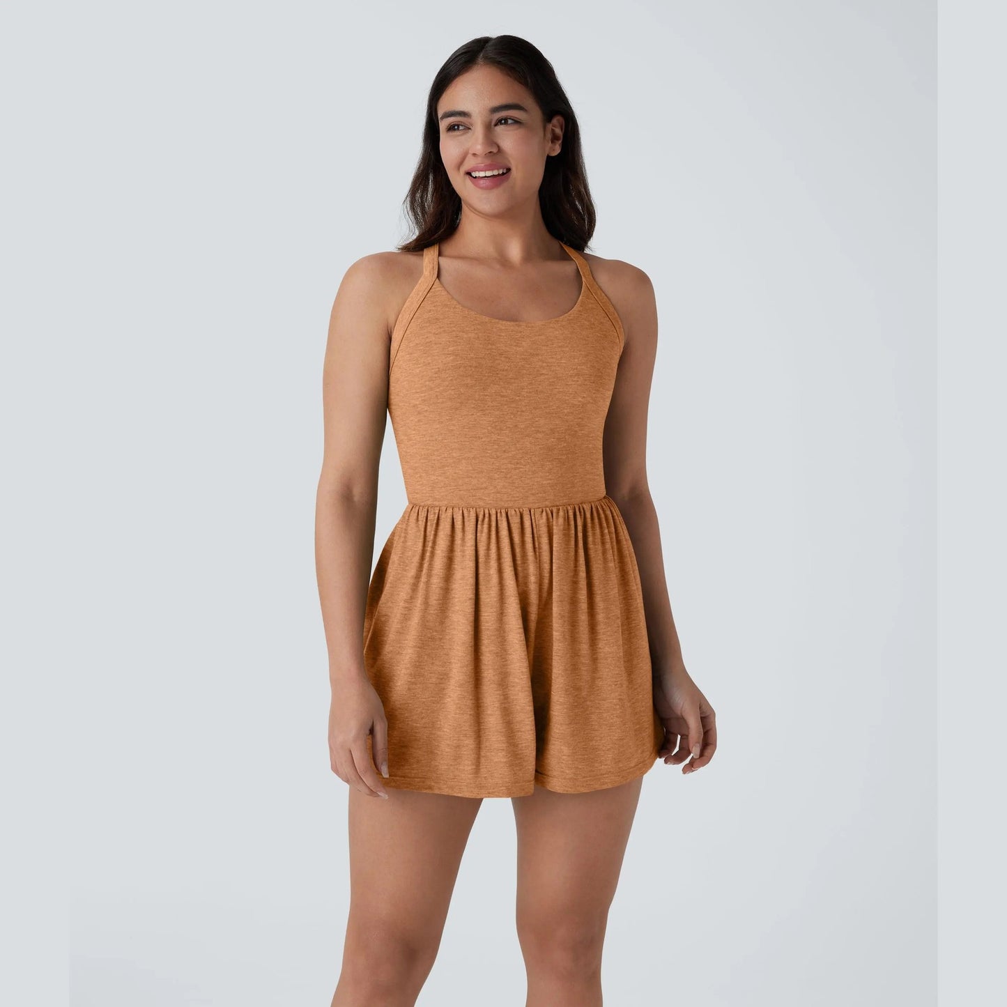 🌿 Breezy Backless 2-in-1 Resort Romper with Pockets