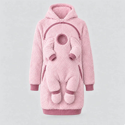 🤎 Cozy Sherpa Babywearing Hoodie – Ultra-Soft Fleece Pullover for Mom & Baby