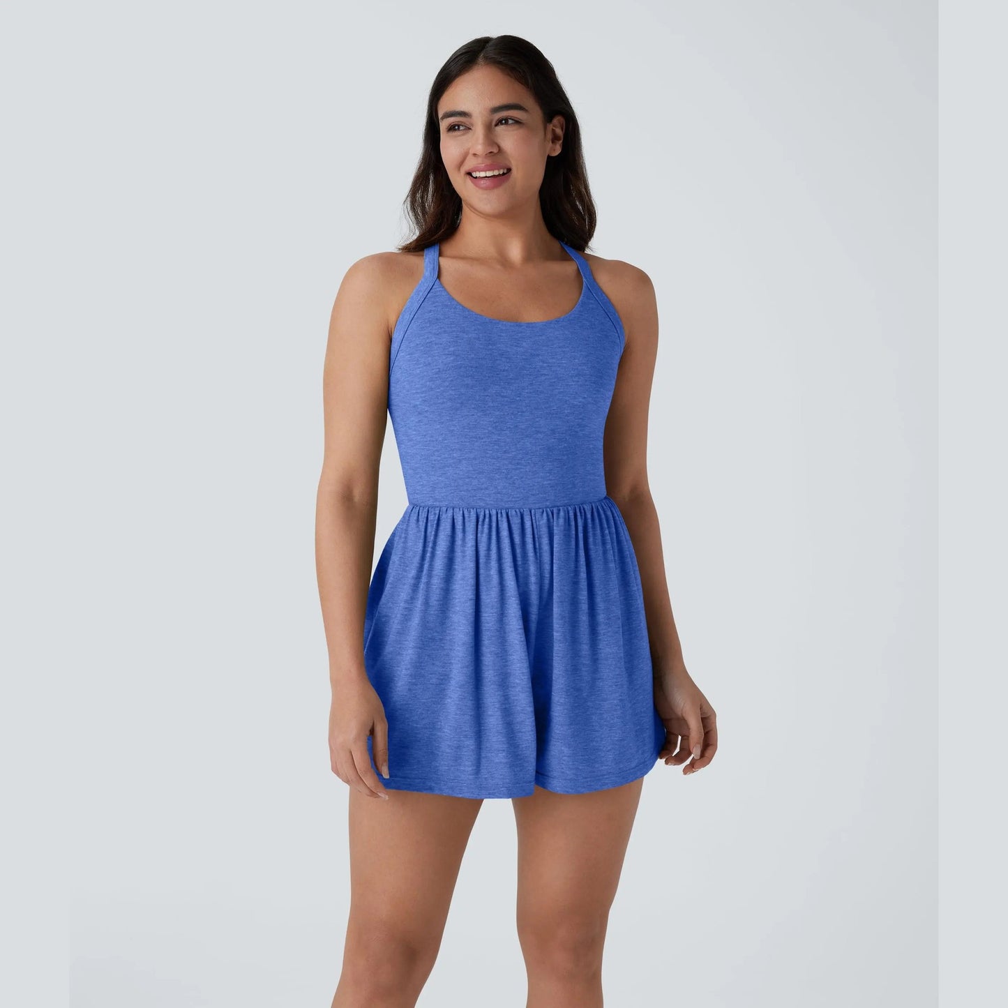 🌿 Breezy Backless 2-in-1 Resort Romper with Pockets