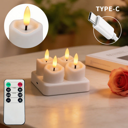 🕯️ Rechargeable Flameless LED Candle Set – Multi-Station Dock & Remote Control ✨