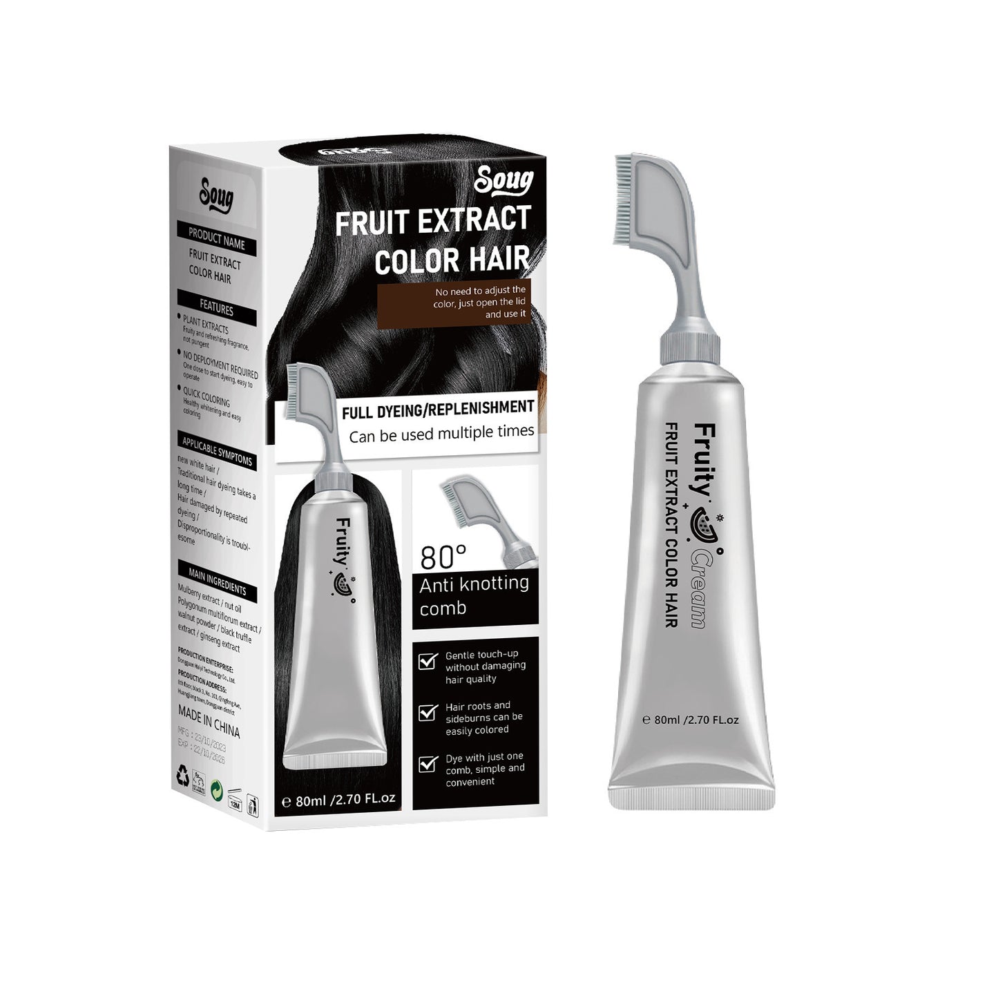 Hair Dye Cream Comb with Natural Plant Extract