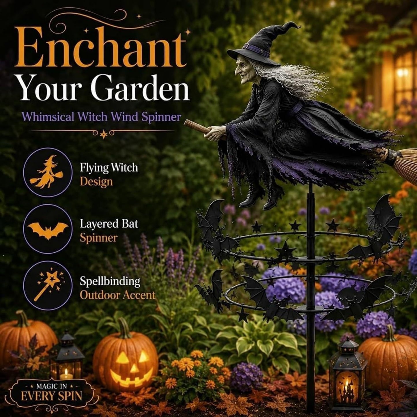 🔥 Limited time 70% OFF – 🧙‍♀️ The Enchanted Witch Garden Wind Spinner