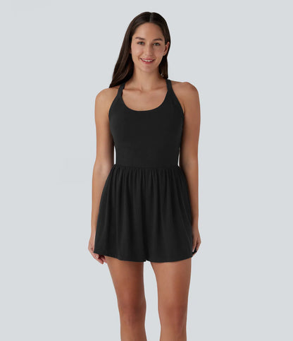 🌿 Breezy Backless 2-in-1 Resort Romper with Pockets