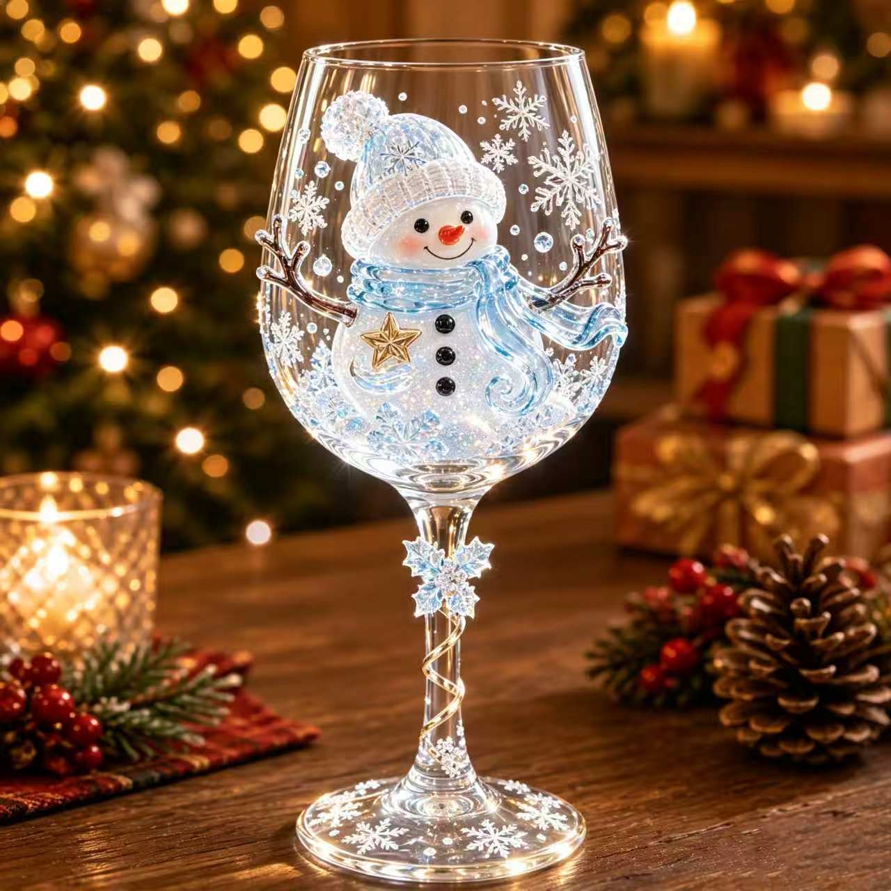 🎄 3D Christmas Collectible Stemmed Glass – 6 Festive Designs 🎅