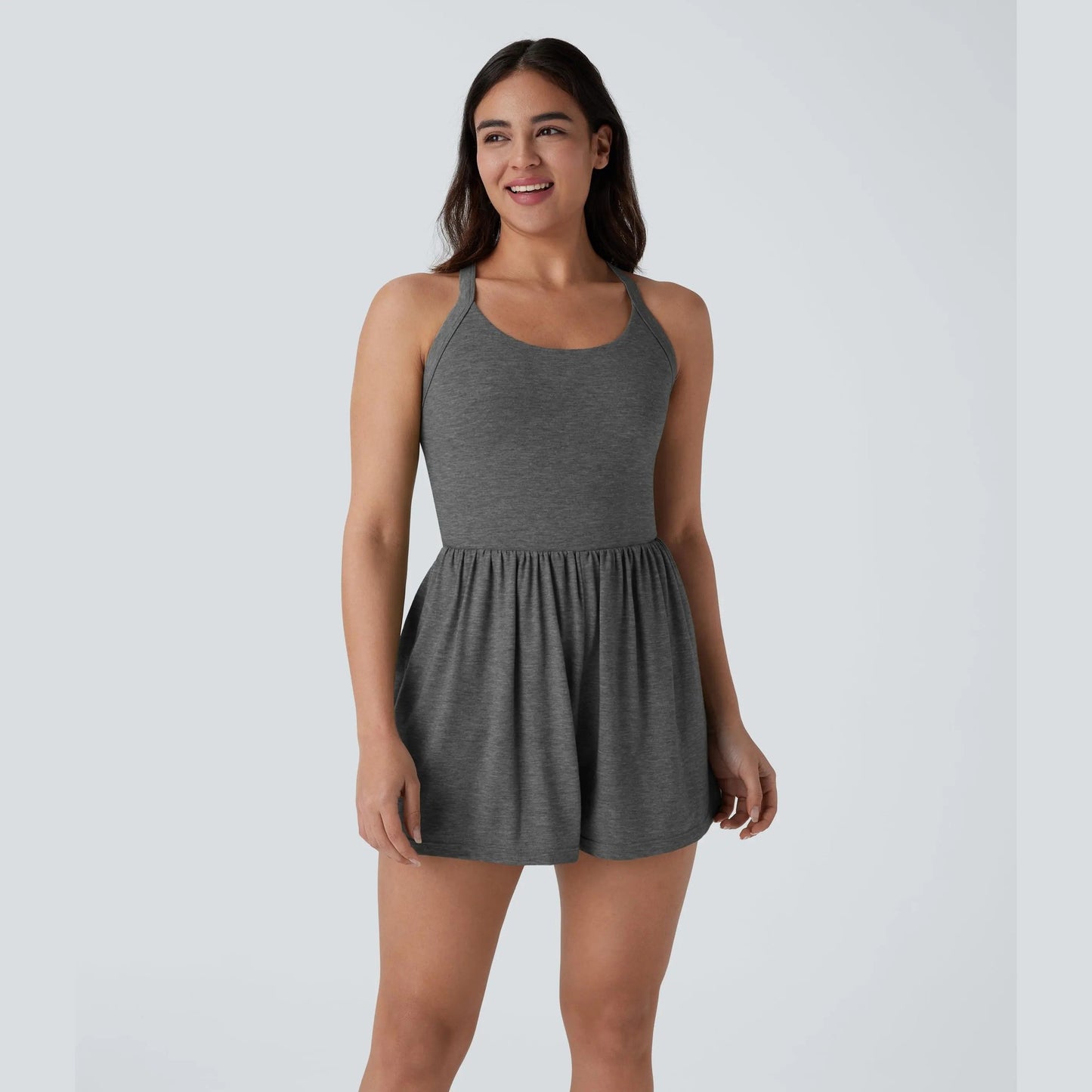 🌿 Breezy Backless 2-in-1 Resort Romper with Pockets